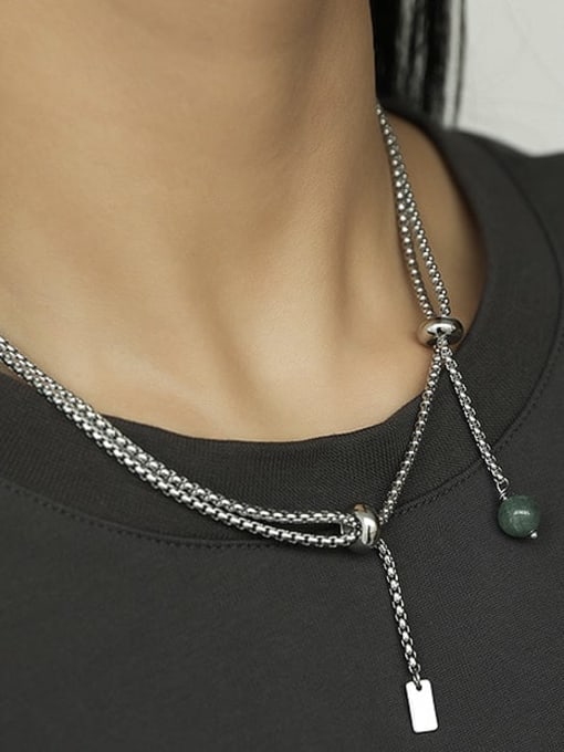 Titanium steel hip hop tassel double layer necklace - Image 2