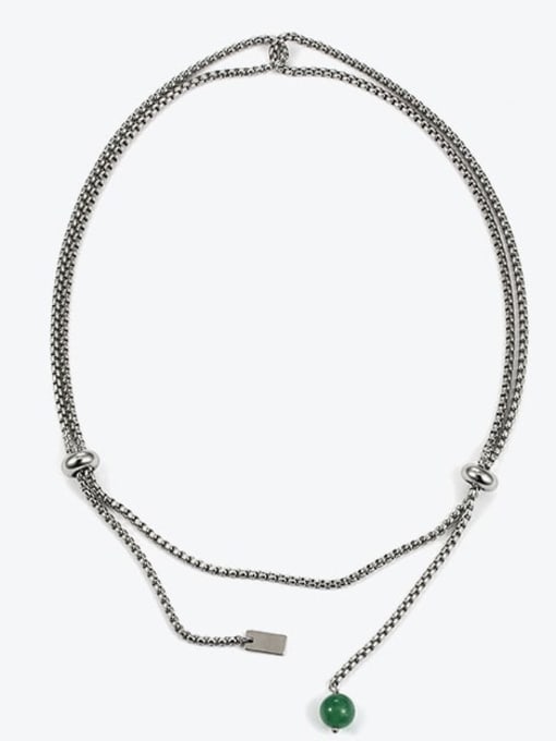 Titanium steel hip hop tassel double layer necklace